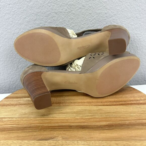 Clarks Artisan Sandals Jenness Energy Peep Toe Shoes Womens 10 Brown Strappy - Picture 7 of 7
